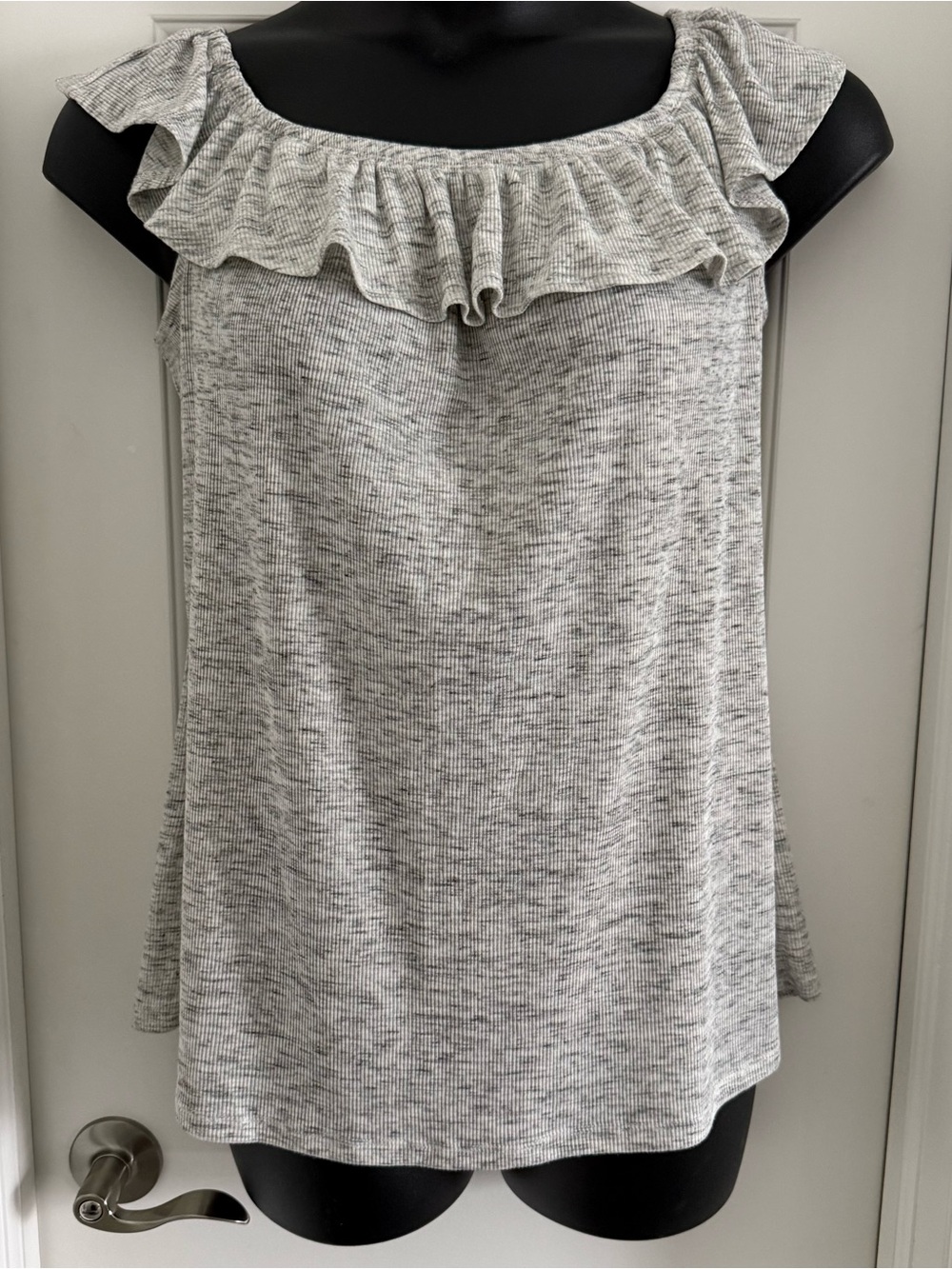 Torrid Ruffled Off-Shoulder Knit Tank - Heather Gray